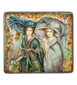 Народные промыслы ШК-30/ 34 Шкатулка «На прогулке» исп. Акминская И.