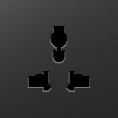 Накладка для розетки мультистандарт, со шторками 16A 250 В~, матовый карбон, серия A07