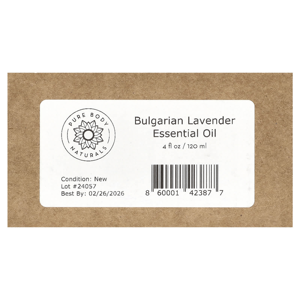 Pure Body Naturals, Эфирное масло, болгарская лаванда, 118 мл (4 жидк. унц.)