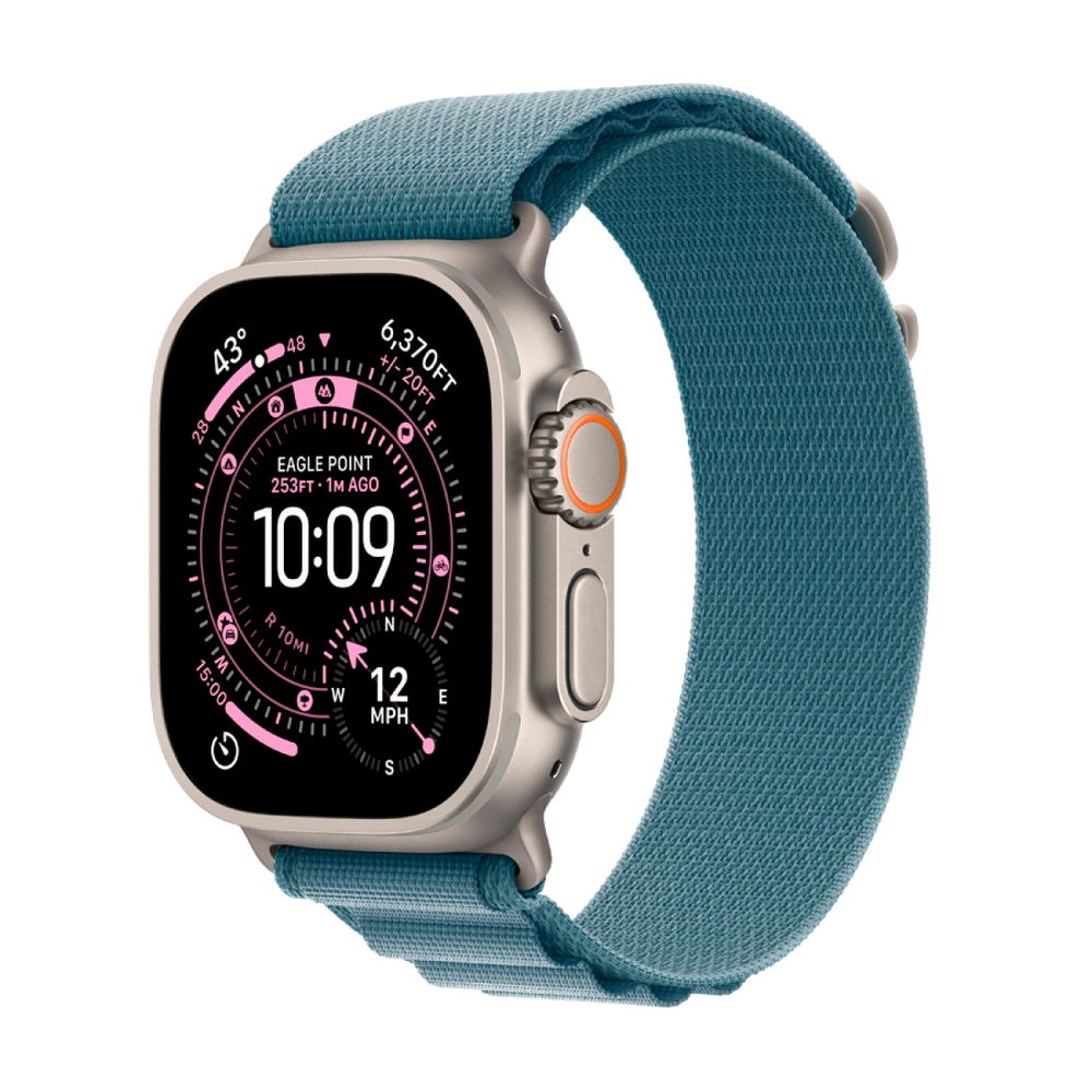 Apple Watch Ultra 3 GPS + Cellular 49mm Natural Titanium Case with Light Blue Alpine Loop - Medium,Model A3281