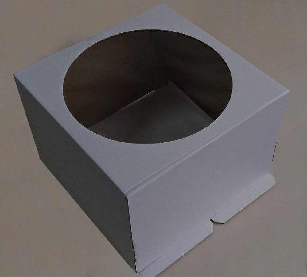 Коробка белая для торта с круглым окном