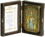 Инкрустированная икона Святая преподобная Ангелина Сербская 15х10см на натуральном дереве, в подарочной коробке