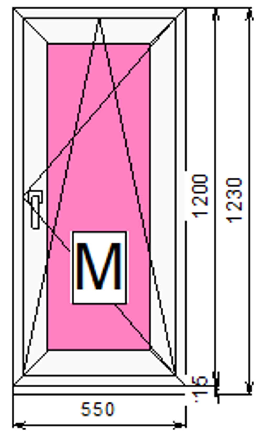 Пластиковое окно с поворотно-откидной створкой 1200 х 550 ТермА Эко + Москитная сетка
