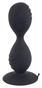 Анальные шарики на жесткой сцепке Backdoor Friend Double (Цвет: черный)