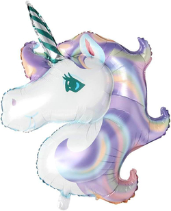 Шар (44""/112 см) Фигура, Голова, Нежный Единорог, Сиреневый, 1 шт. Г011