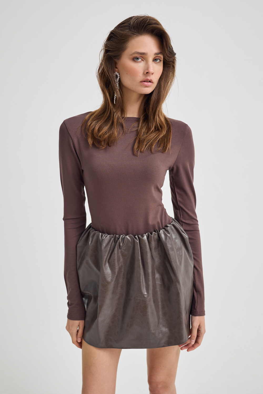 Юбка из экокожи на резинке