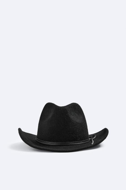 ZARA ШЛЯПА В КОВБОЙСКОМ СТИЛЕ С ЛЕНТОЙ, ЧЕРНЫЙ