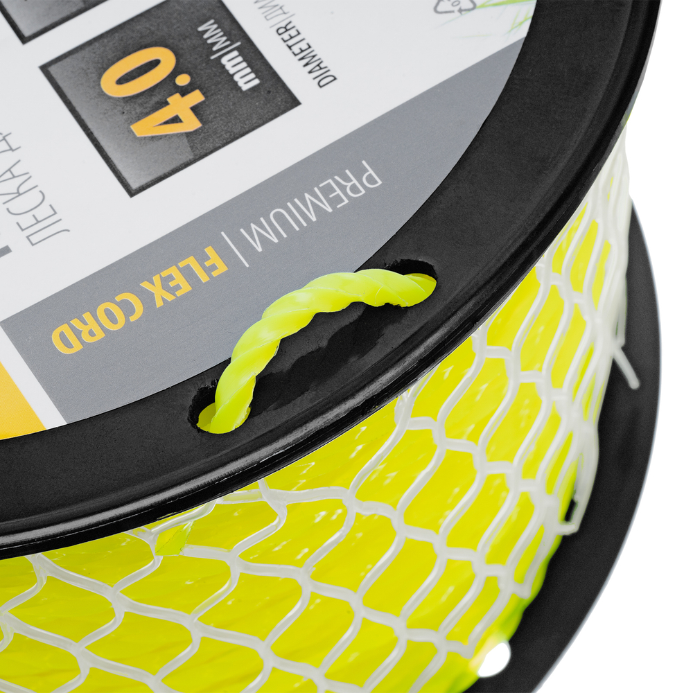 Леска для триммера витой квадрат, 4,0мм х 106м, на DIN катушке FLEX CORD Denzel