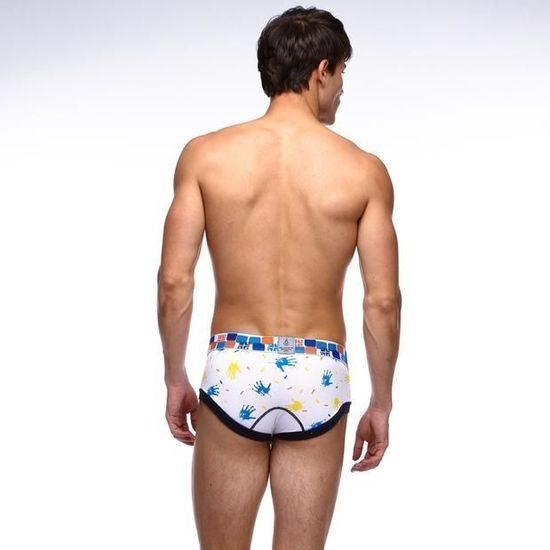 Мужские трусы хипсы белые с отпечатками рук Superbody Hips White