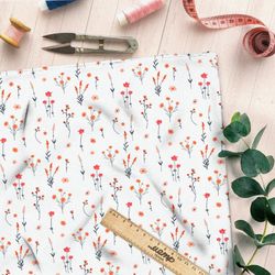 Ткань лен нежные полевые цветочки