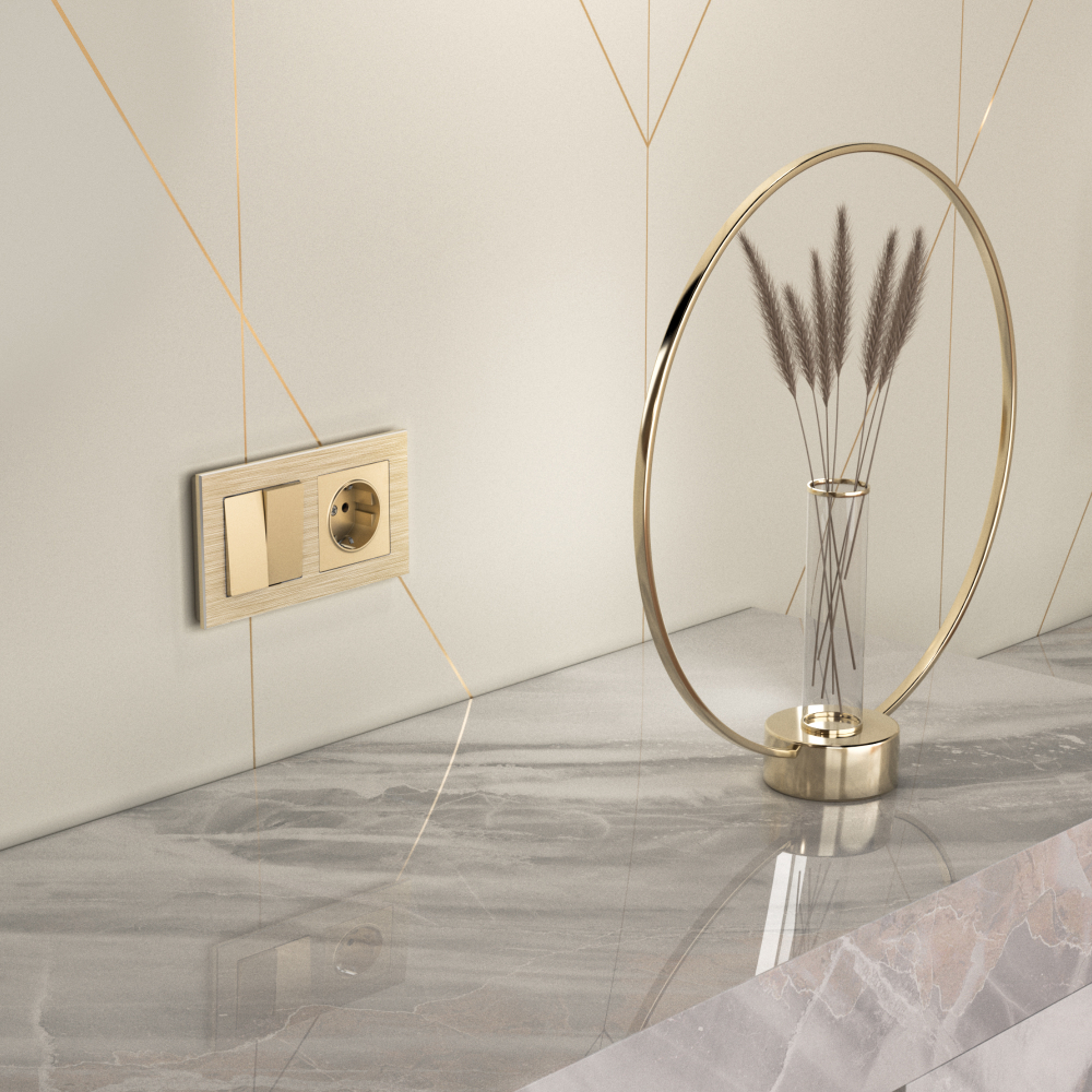 Выключатель двухклавишный (шампань)