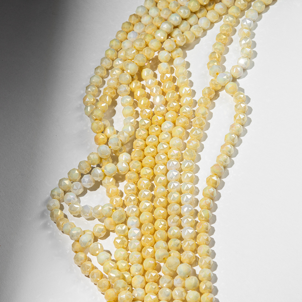 Хрустальные бусины, оттенок "Желтый", 8мм, шар, микроогранка