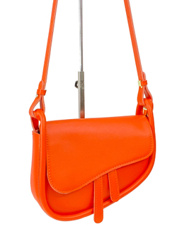 Женская сумка - седло из искусственной кожи, цвет оранжевый