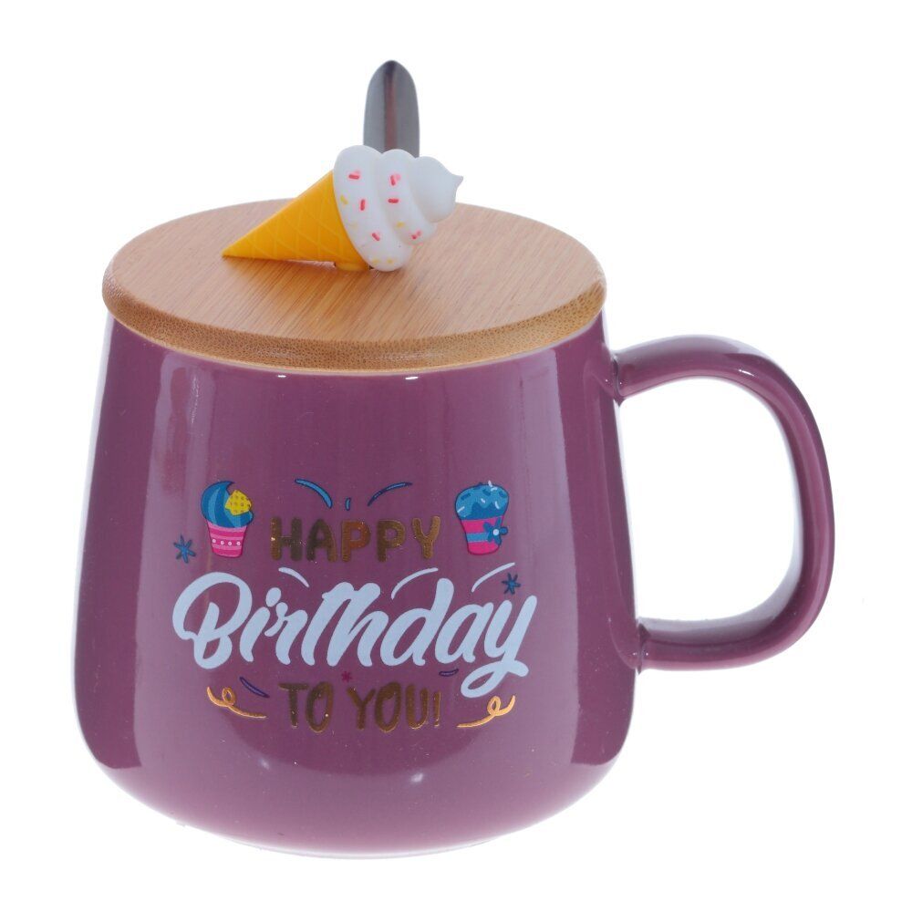 GAEM Кружка с крышкой и ложкой, 450 мл, L13 W10 H9 см, 4в.