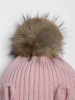 Шапка зимняя с помпоном и ушками для девочки