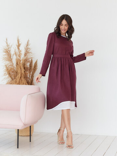 Платье с подъюбником Алиса из ягодного льна