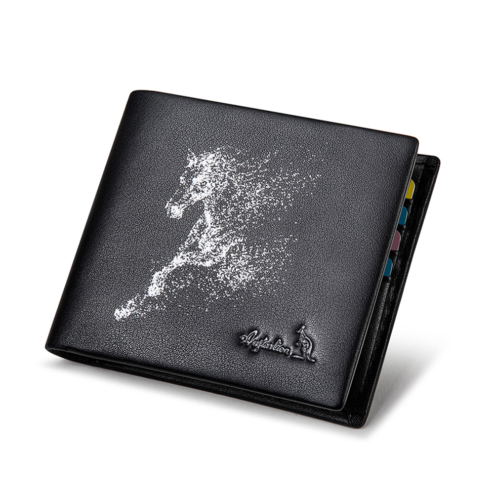 AUGTARLION Cow Leather Card Holder, Wallet Men"s Black