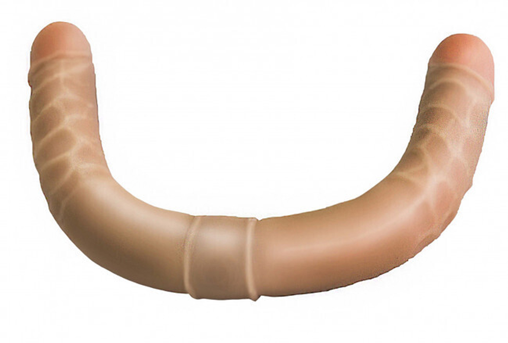 Длинный двойной фаллос Double Dong , вторая кожа (45 см , телесный ) (Цвет: телесный)