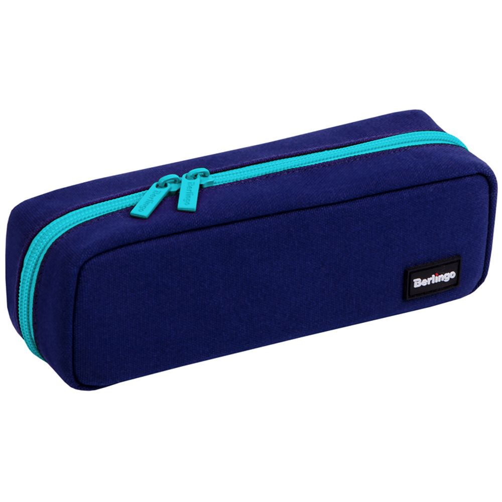 Пенал-футляр корпусный 3 отделения 210х70х50 Berlingo Navy blue, полиэстер
