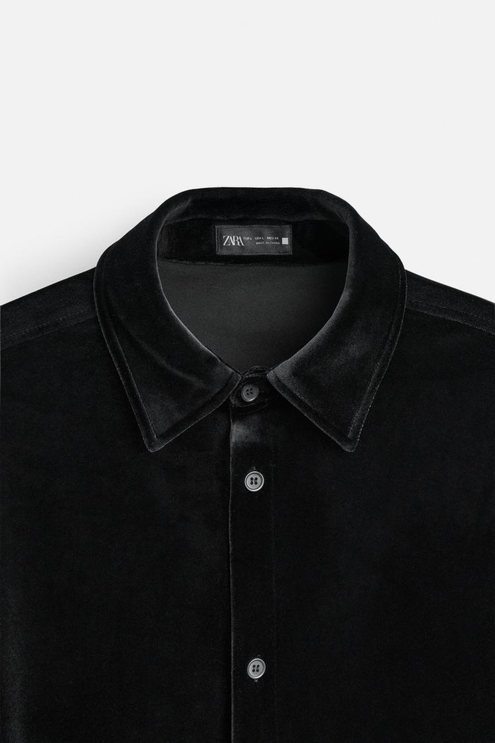 ZARA КУРТКА-РУБАШКА ИЗ БАРХАТА, ЧЕРНЫЙ