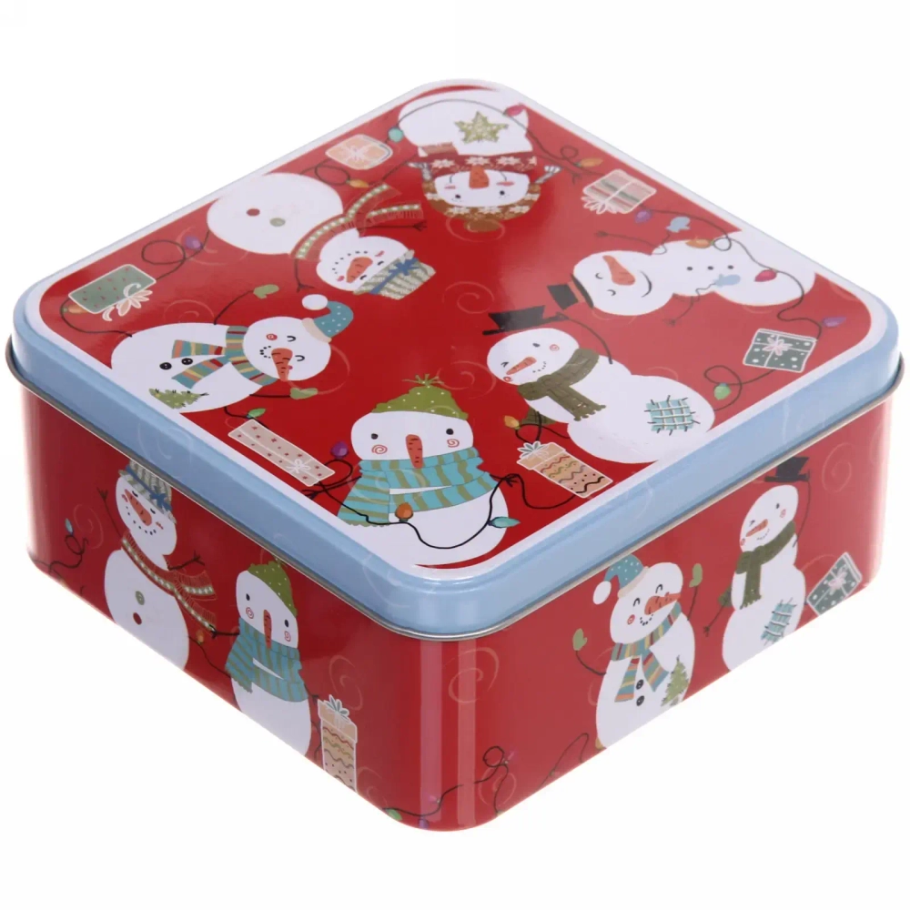 Банка жестяная «Веселые Снеговики» 1500мл 15*15*7см