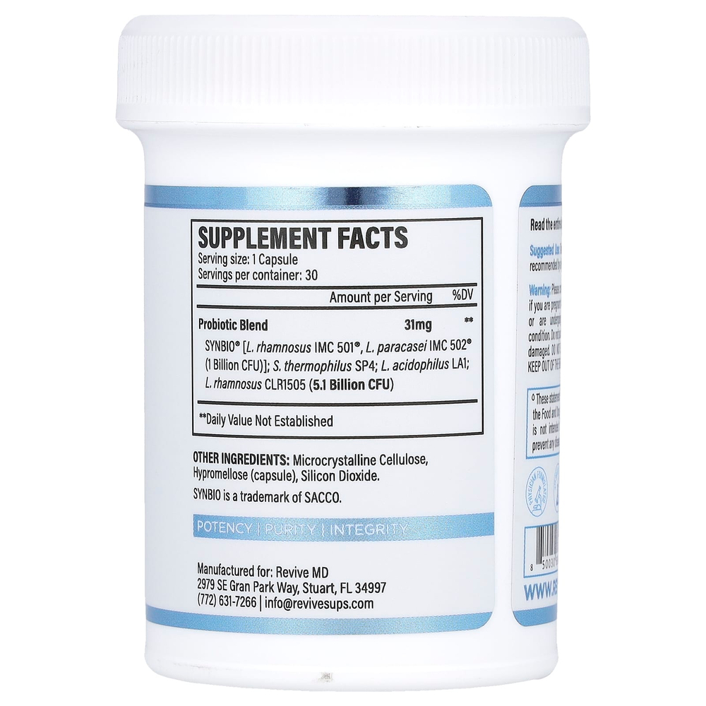 Revive, пробиотик, 30 вегетарианских капсул