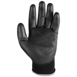 WDK-PU01B/XXL/5, 5 пар, размер XXL, Перчатки ЧЁРНЫЕ защитные эластичные из нейлона с полиуретановым покрытием