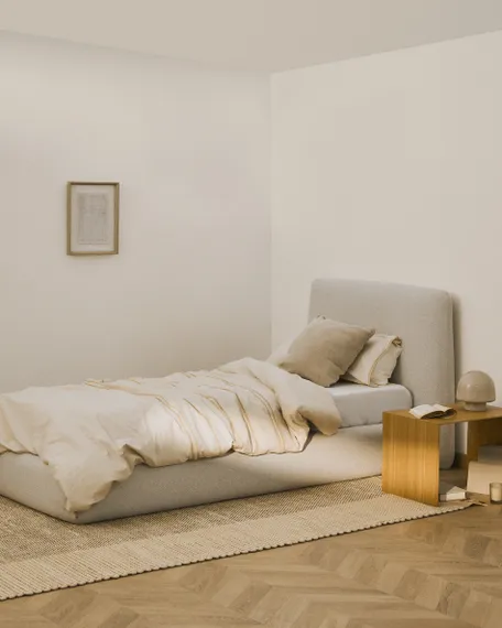 Кровать Martina 90x200 см со съемным чехлом из шенилла цвета экрю