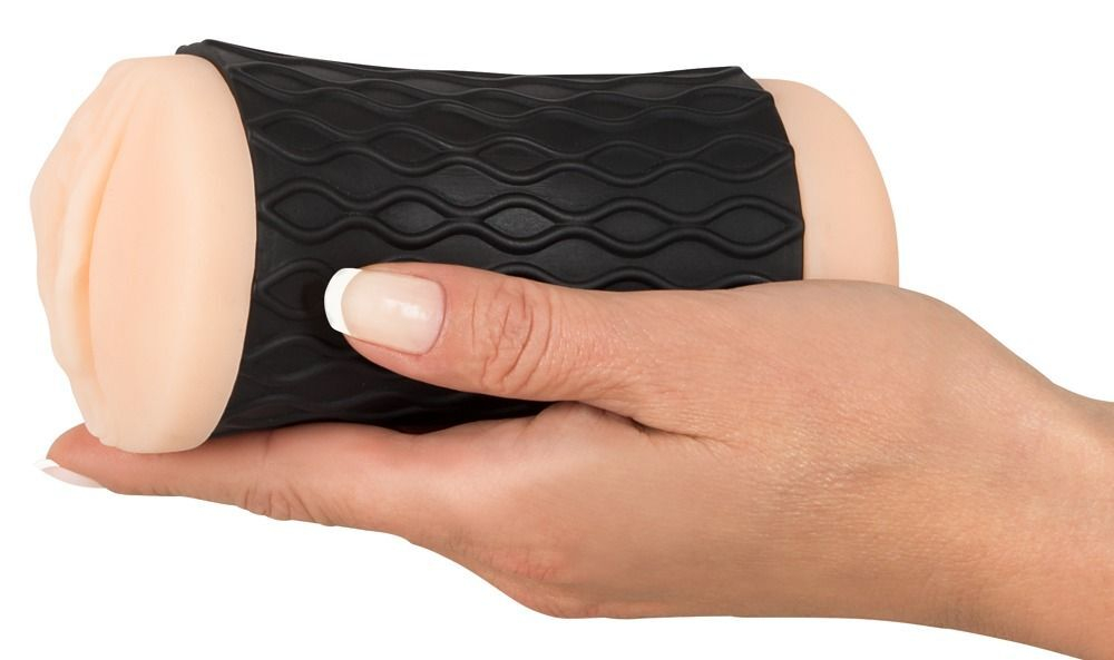 Двусторонний мастурбатор Nature Skin - вагина и анус (Цвет: телесный с черным)