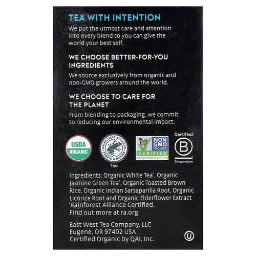 Choice Organics, Белый и зеленый чай, белая бузина, 16 чайных пакетиков, 24 г (0,85 унции)