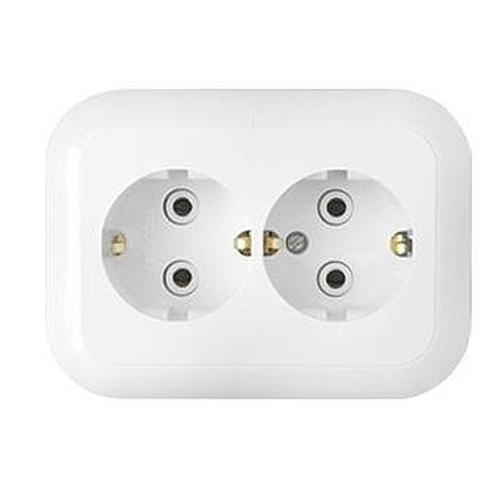 Розетка двойная с заземлением без шторок с/у ГАРМОНИЯ белый