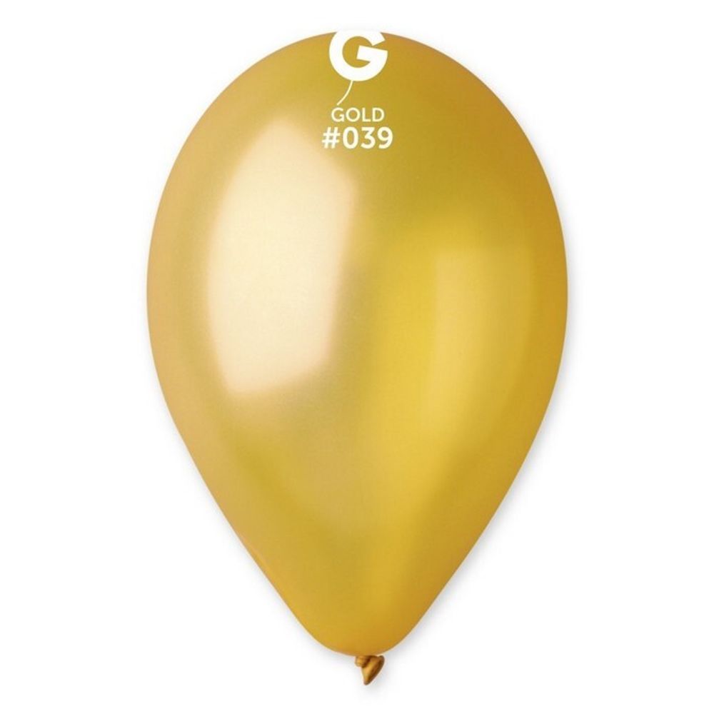 Воздушные шары Gemar, цвет 039 металлик, золото, 100 шт. размер 5&quot;