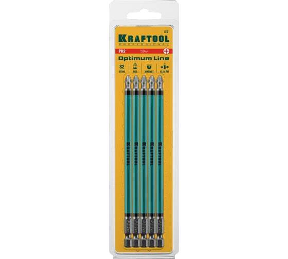 KRAFTOOL  OPTIMUM PH 2, 150 мм, 5 шт, Биты (26122-2-150-5)
