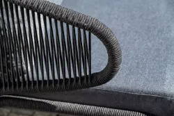 "Милан" лаунж-зона 4-местная плетеная из роупа (веревки), каркас алюминиевый темно-серый, роуп темно-серый