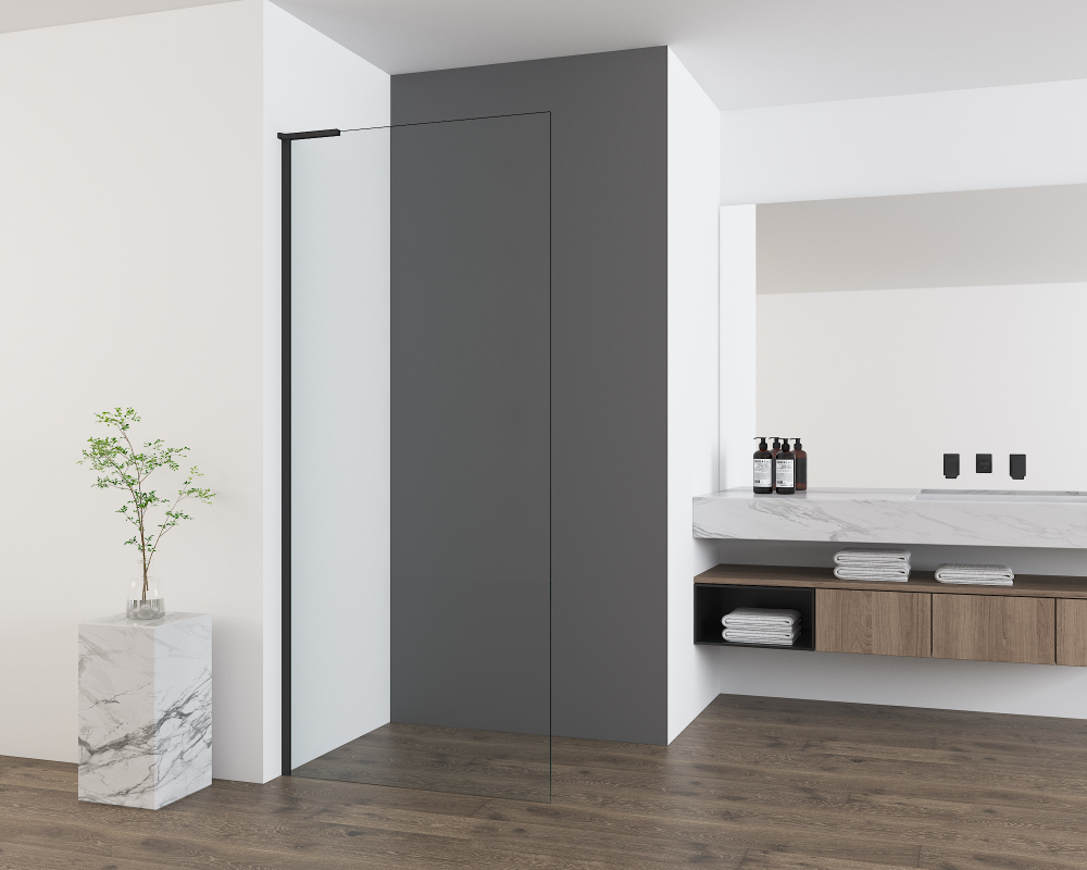 Душевая перегородка Волк-Ин (Walk-In) VSW-7HA700CLB, 700*2000, черный матовый, стекло прозрачное