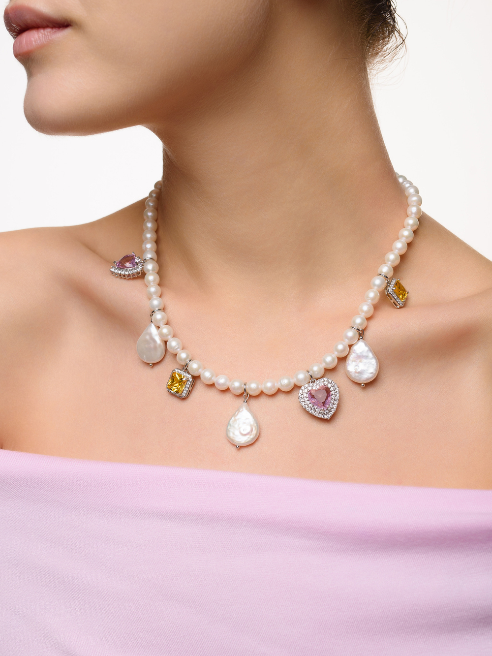 Колье "NEW Posh" из жемчуга с цирконами