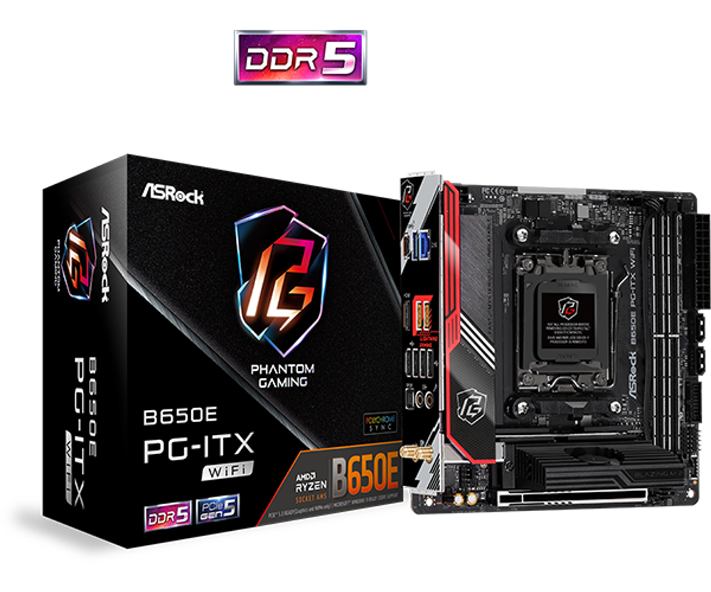 Материнская плата ASRock B650E PG-ITX WIFI AM5 2xDDR5 2xSATA3 2xM.2 HDMI eDP M-ITX