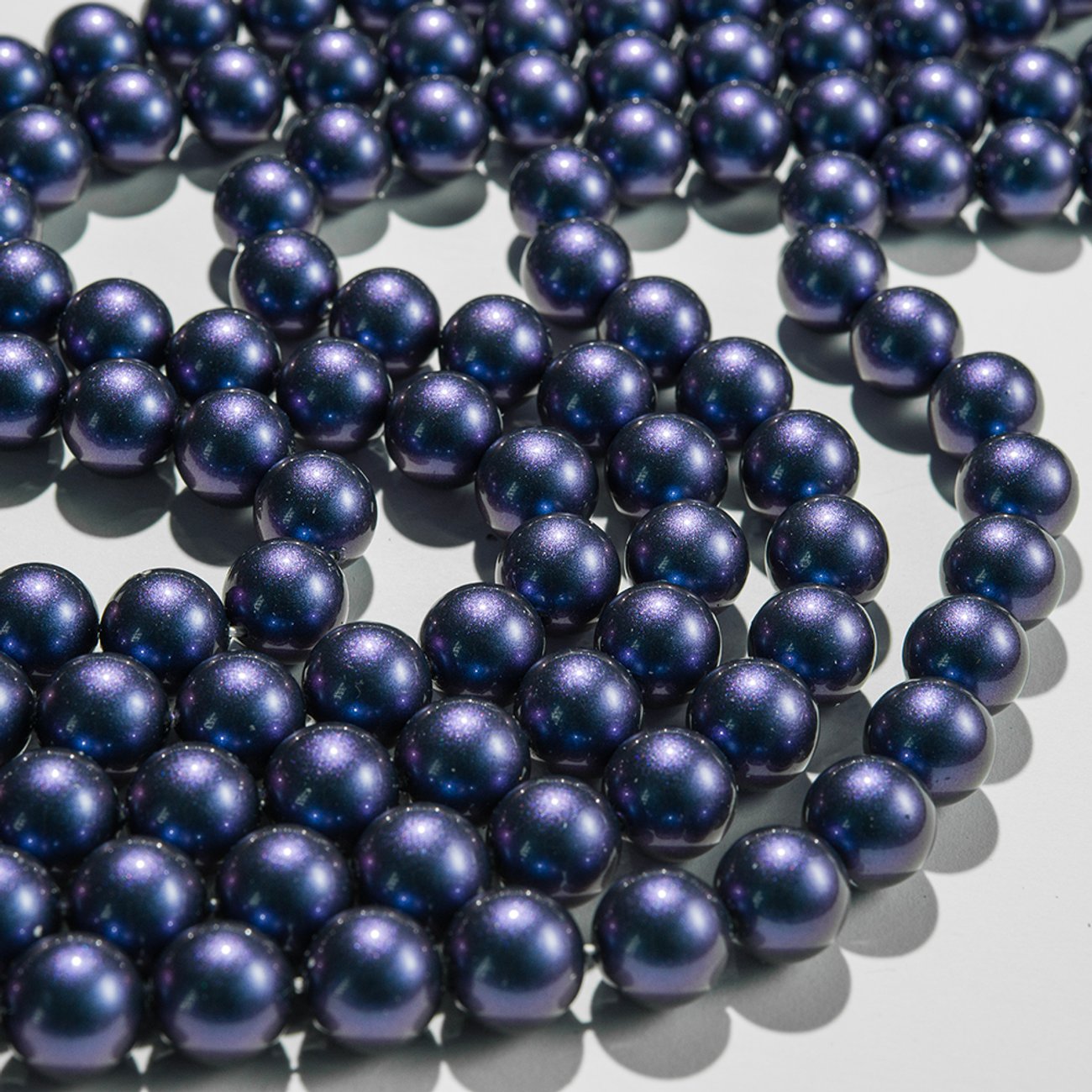 Хрустальный жемчуг, оттенок "Sapphire", шар 10мм, перламутрово-сатиновое улучшенное покрытие