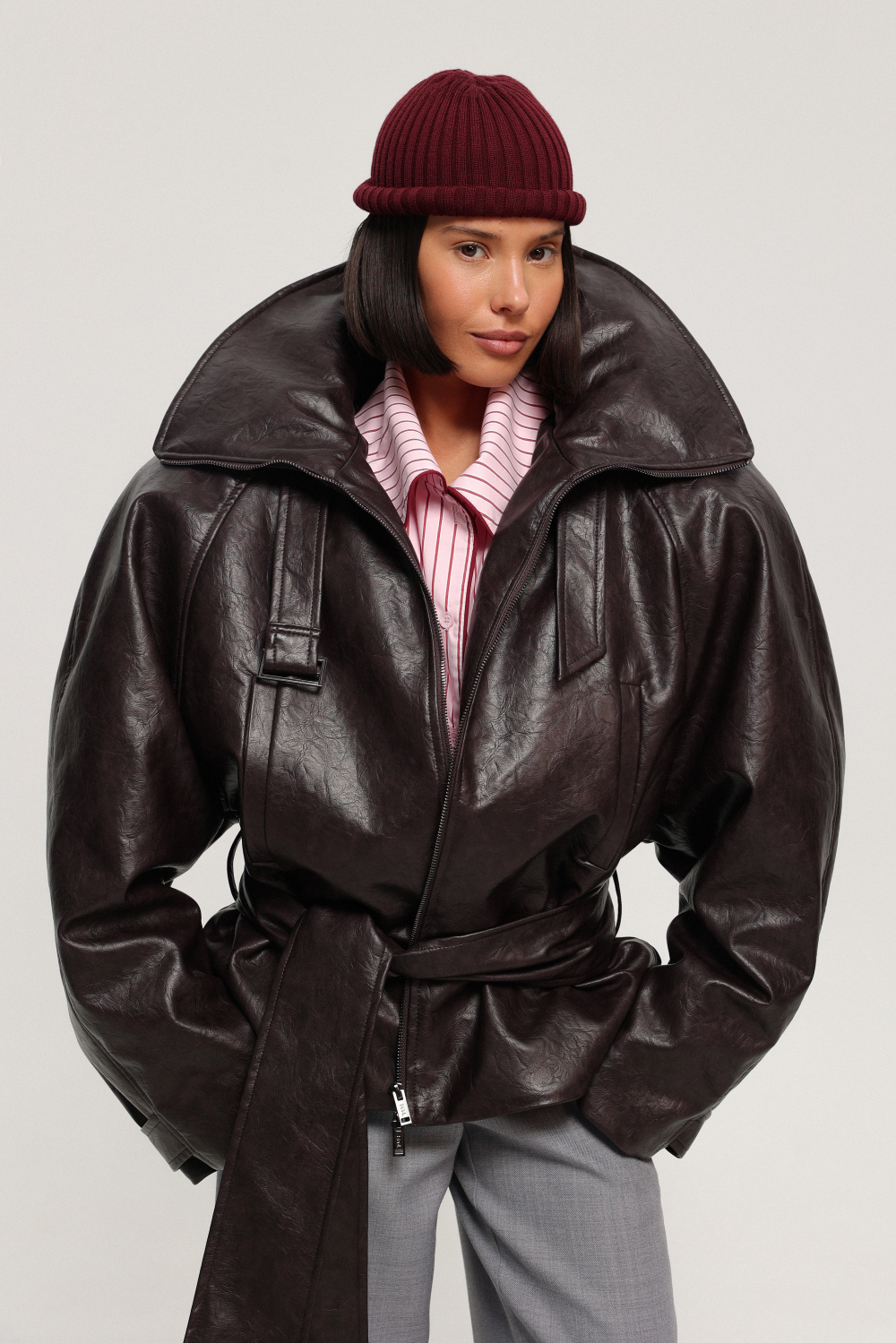 Куртка реглан из экокожи