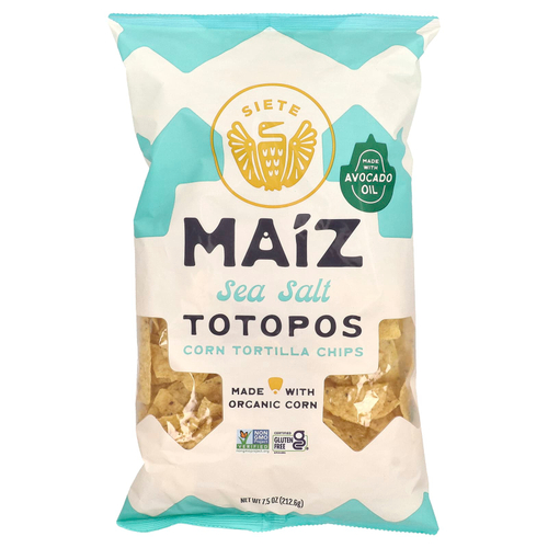 Siete, Чипсы из кукурузной тортильи Maiz Totopos, морская соль, 212,6 г (7,5 унции)