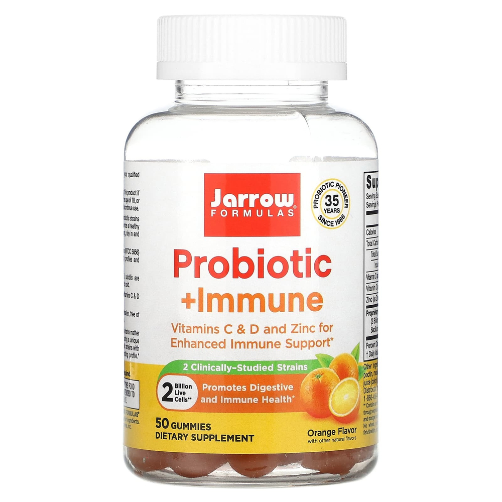 Jarrow Formulas, Probiotic + Immune, апельсин, 2 млрд, 50 жевательных таблеток
