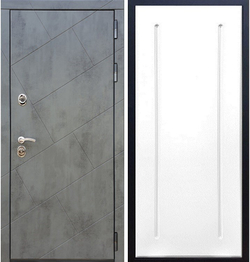 Входная металлическая дверь с зеркалом RеX (РЕКС) 22 Бетон темный / ФЛ-68 Силк сноу (белый матовый, без текстуры)