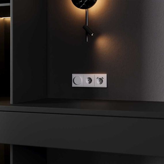Накладка для розетки с заземлением и защитными шторками, с USB A+A, S70 (серый) Voltum VLS000916