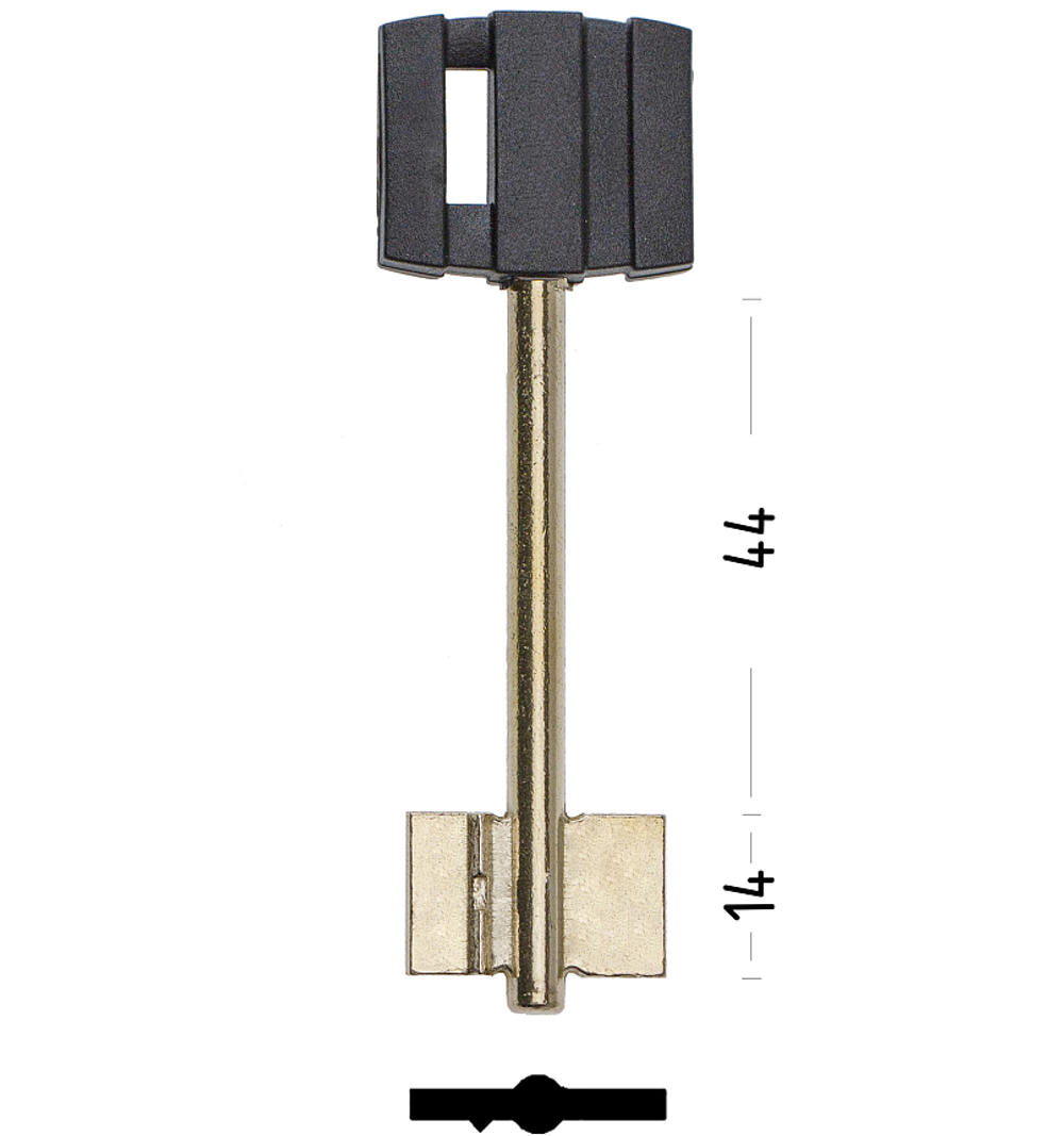 Заготовка сувальдного ключа 14190 Бордер-3 литье (85*22*13,8мм)(5мм) (BRD3DP) (желтый)