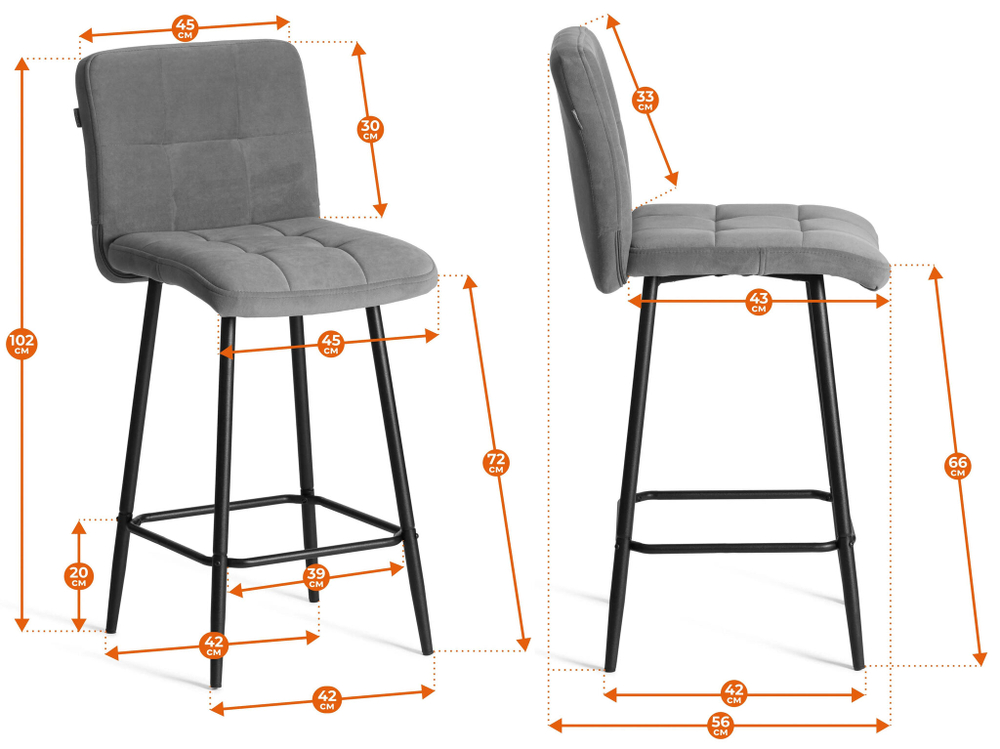 Полубарный стул  Medeo/Медео экокожа , бежевый, 42х56х102 см
