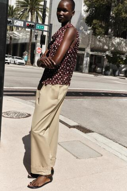 ZARA БЛУЗА В ГОРОШЕК, ЭКРЮ/ГРАНАТОВЫЙ