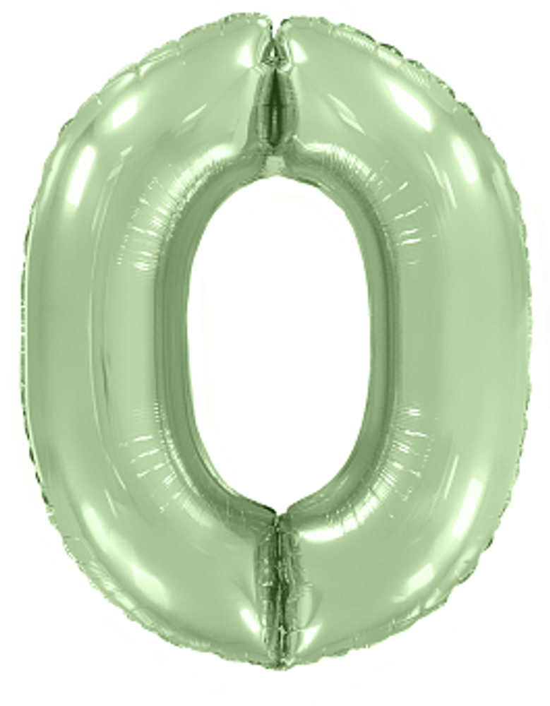 Шар (40&#39;&#39;/102 см) Цифра, 0, Мятный, Макарунс, 1 шт.