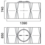 Емкость прямоугольная горизонтальная с дыхательным клапаном и сливом Анион 500 л. прямоугольная (1390x650x740см;синий) - арт.559424