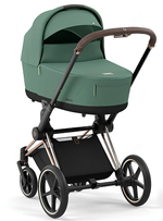 Коляска 3 в 1 Cybex Priam IV Rosegold complete и автокресло Cloud T i-Size Peach Pink Plus Leaf Green