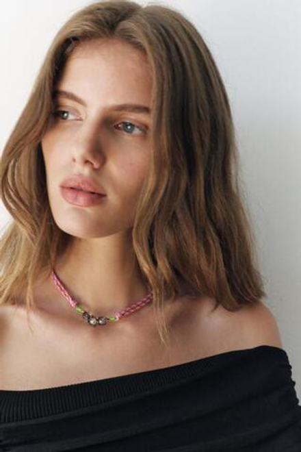 ZARA НАБОР ОЖЕРЕЛИЙ ИЗ ШНУРА СО СТРАЗАМИ, РАЗНОЦВЕТНЫЙ